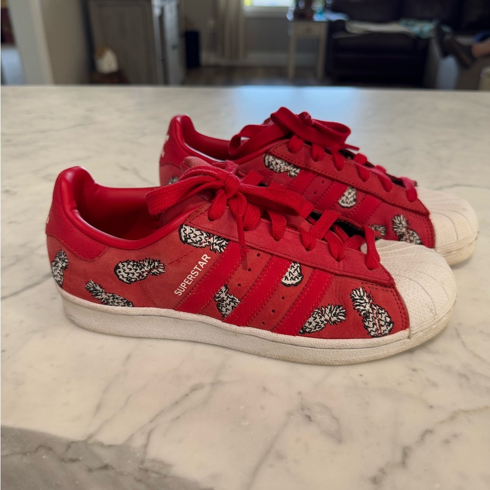 Adidas X The Farm Company Rare Pineapple 🍍 Superstar Tennis Shoe Size 6.5